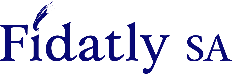 Fidatly SA, logo with new midnight-blue palette and swoosh