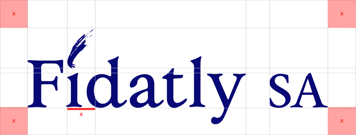 Fidatly SA, logo construction grid with proportions and spacing
