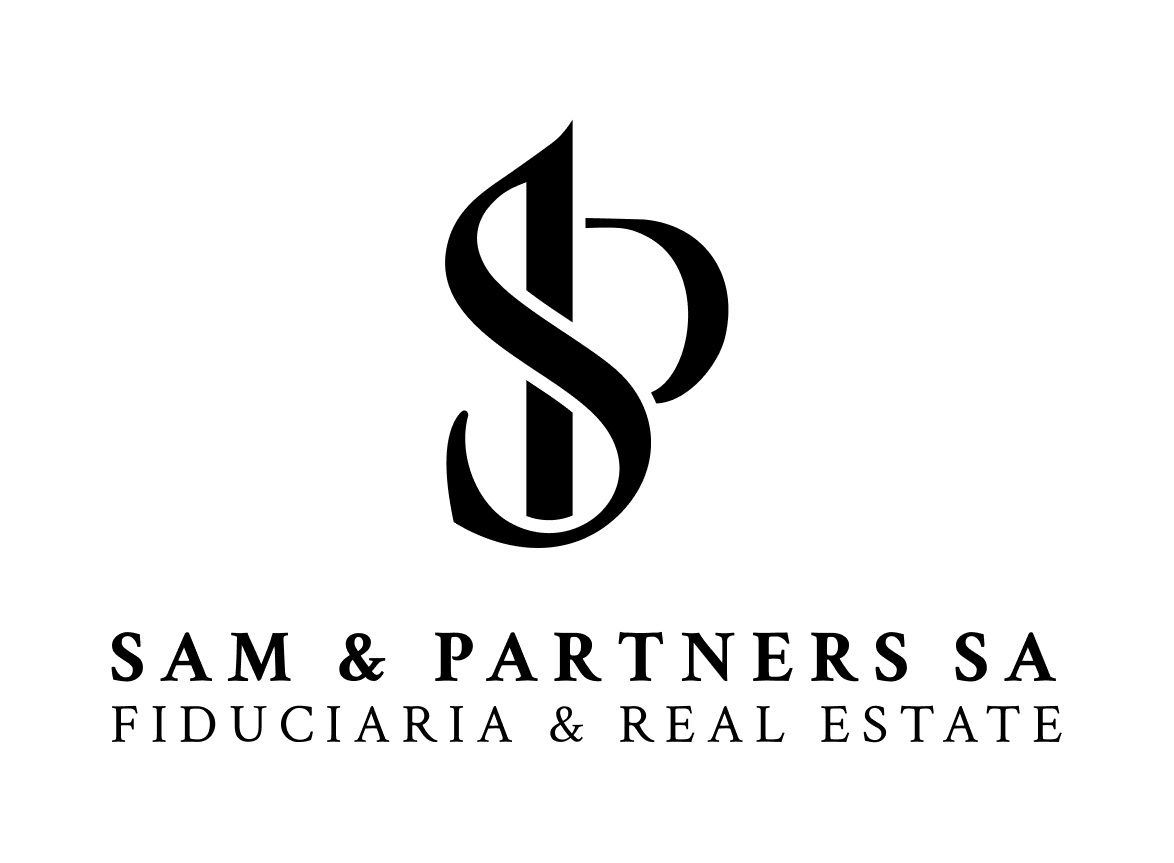 Sam & Partners SA, full logo with SP monogram and Trustee & Real Estate subtitle