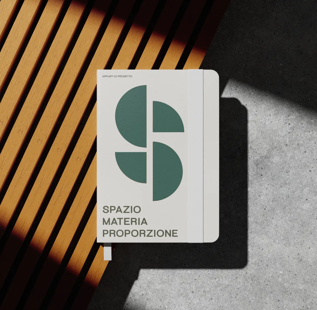 Studio Sabine Andrey, notebook mockup with applied visual identity