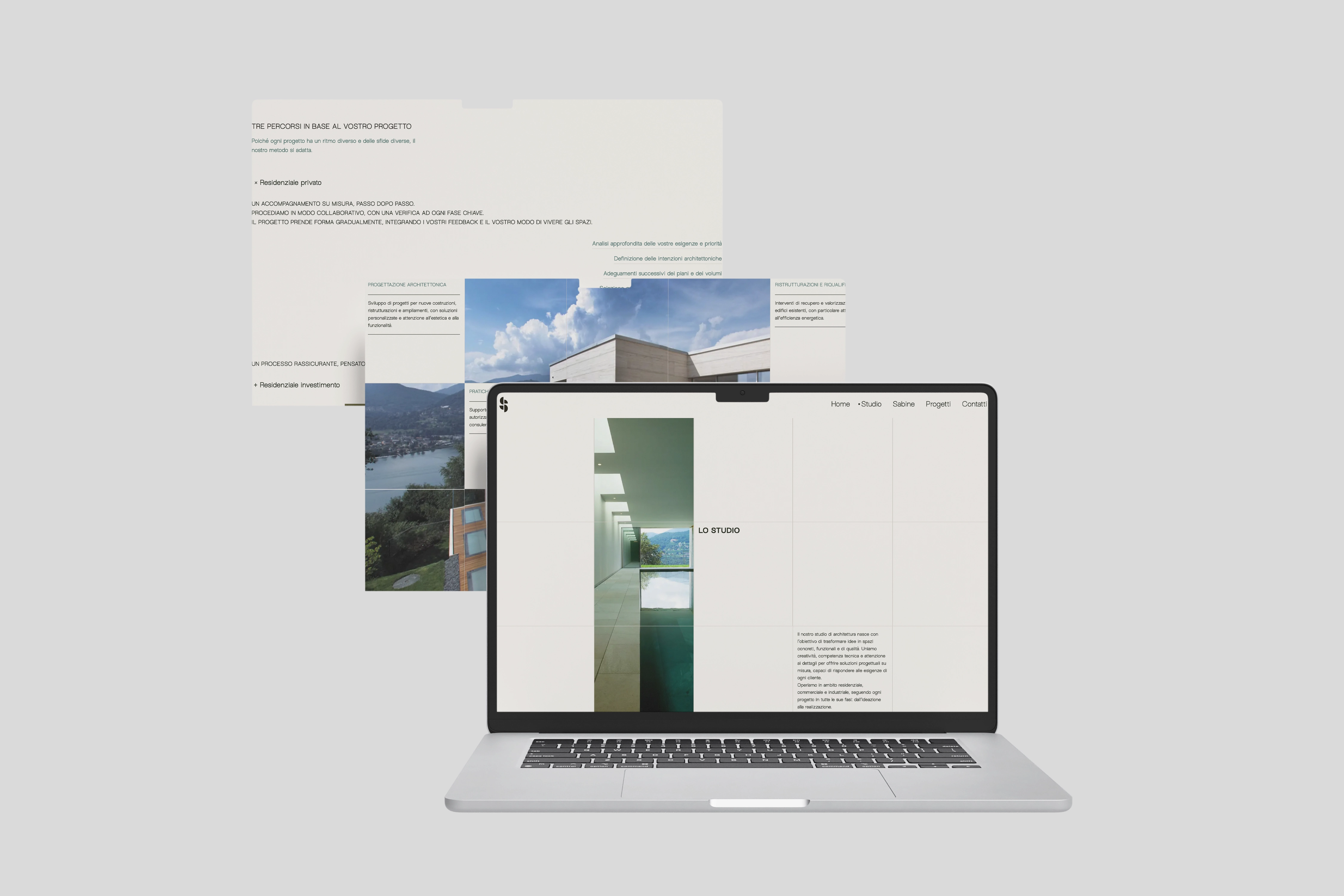 Studio Sabine Andrey, website mockup on laptop in a studio environment