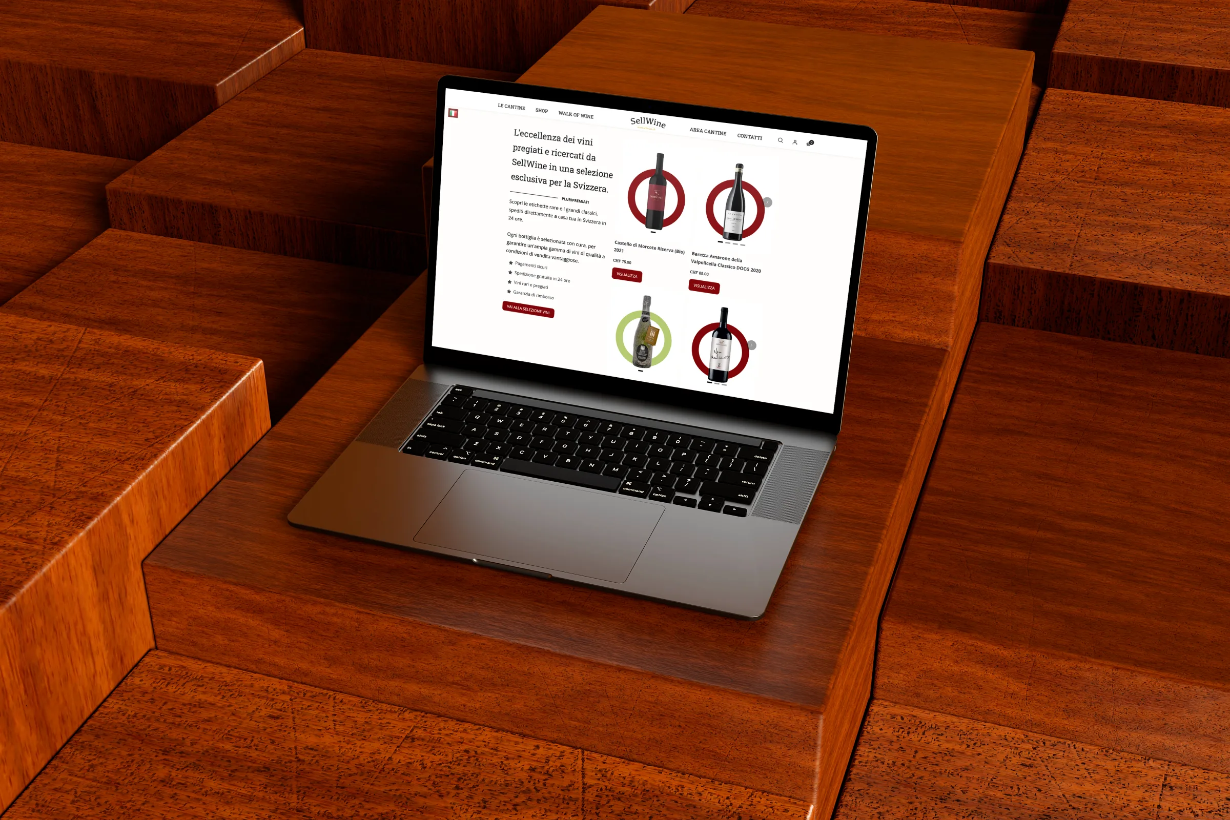 SellWine, new Shopify ecommerce mockup with homepage and partner winery collections