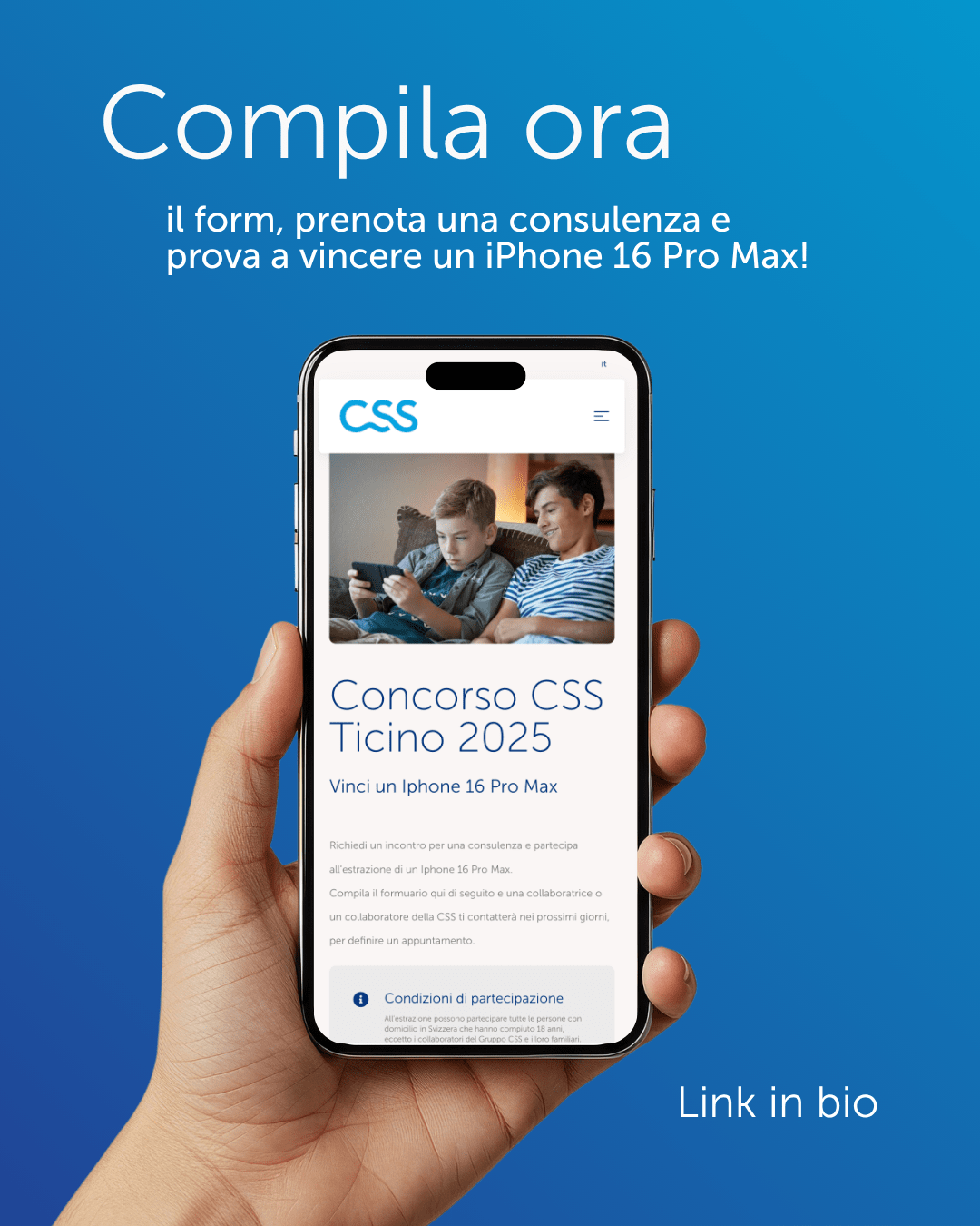 CSS Ticino Contest, landing asset for lead conversion