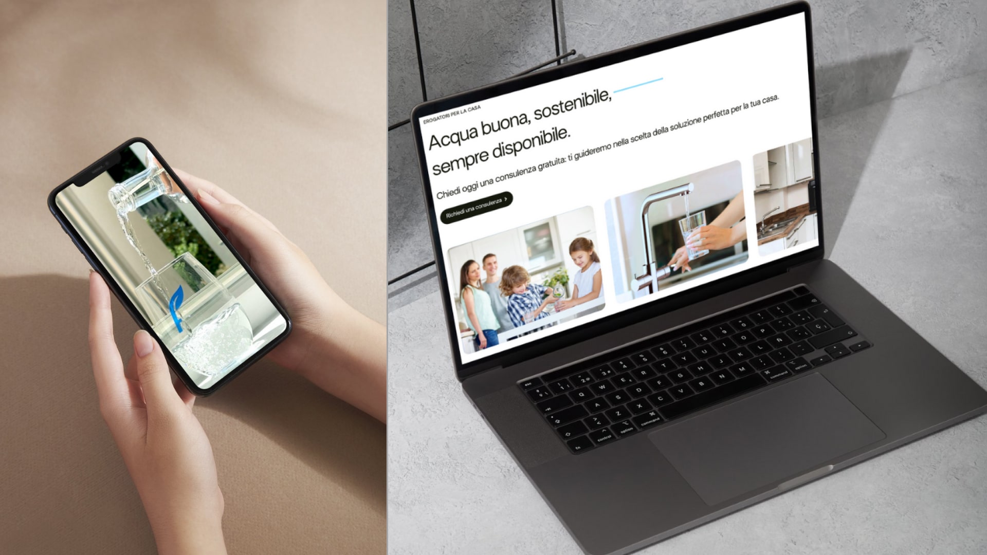 Fontechiara, website homepage with product hero and category navigation
