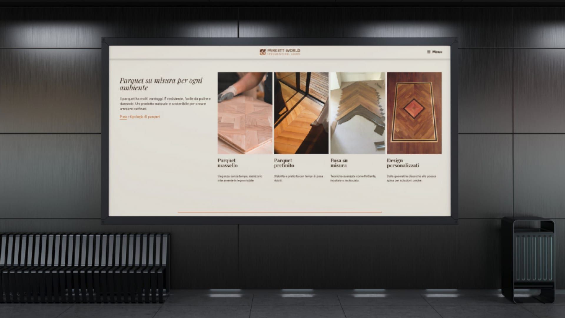 Parkett World, catalogue page with filter by wood type